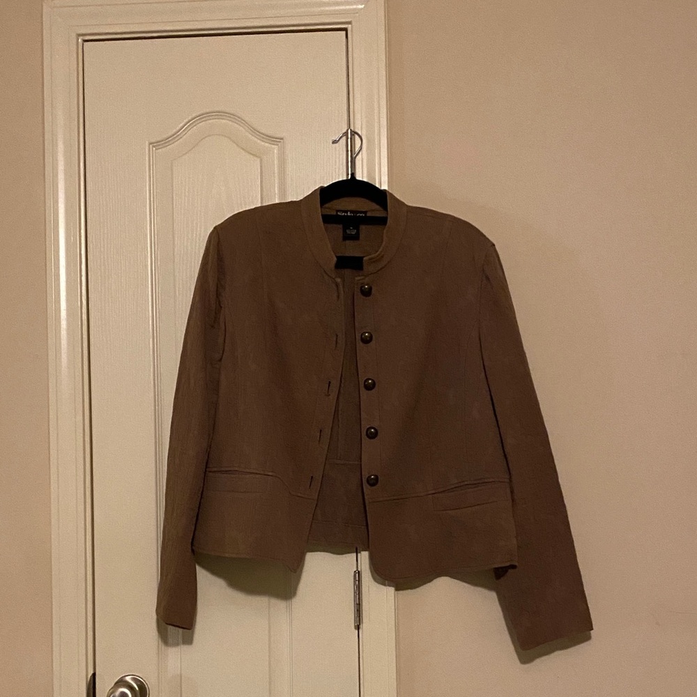 Style & Co. Taupe Textured Button-Up Jacket